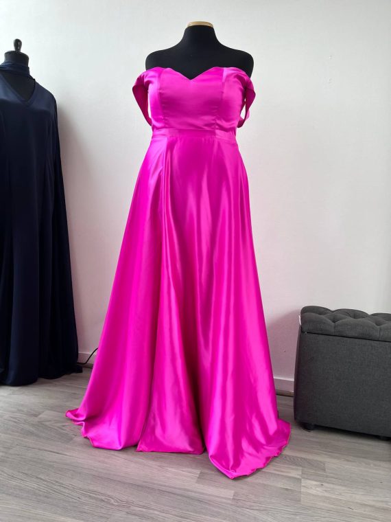 Vestido Briggette (corse) en color fucsia, falda larga con abertura, talla L-XL