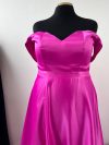 Vestido Briggette (corse) en color fucsia, falda larga con abertura, talla L-XL