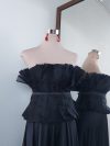 Conjunto Fantasía de Muselina, top de muselina y falda de satin, color negro talla S-M