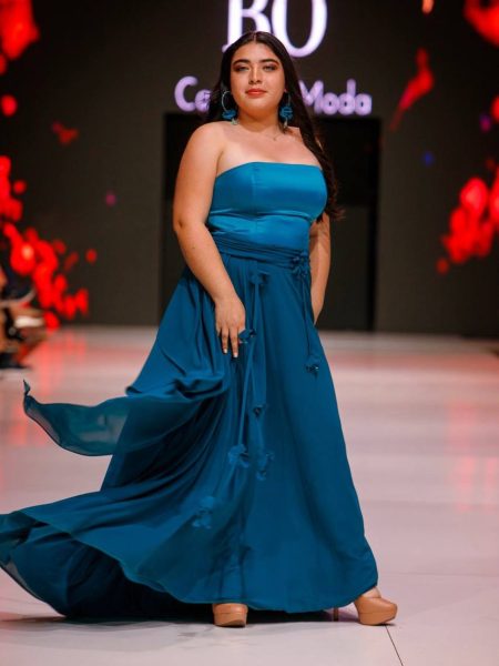 Vestido Leslie, color verde petroleo, falda de gasa Talla L-XL